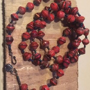 *Moving Sale* Fair trade paper beaded necklace