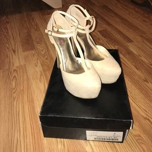 Nude "Lille" platform T-strap heels