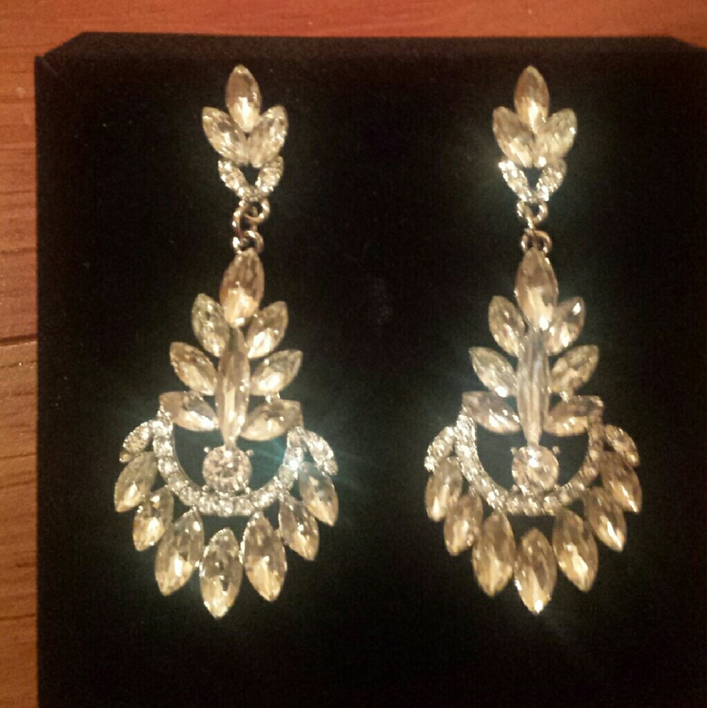 Crystal chandelier earrings, new with box