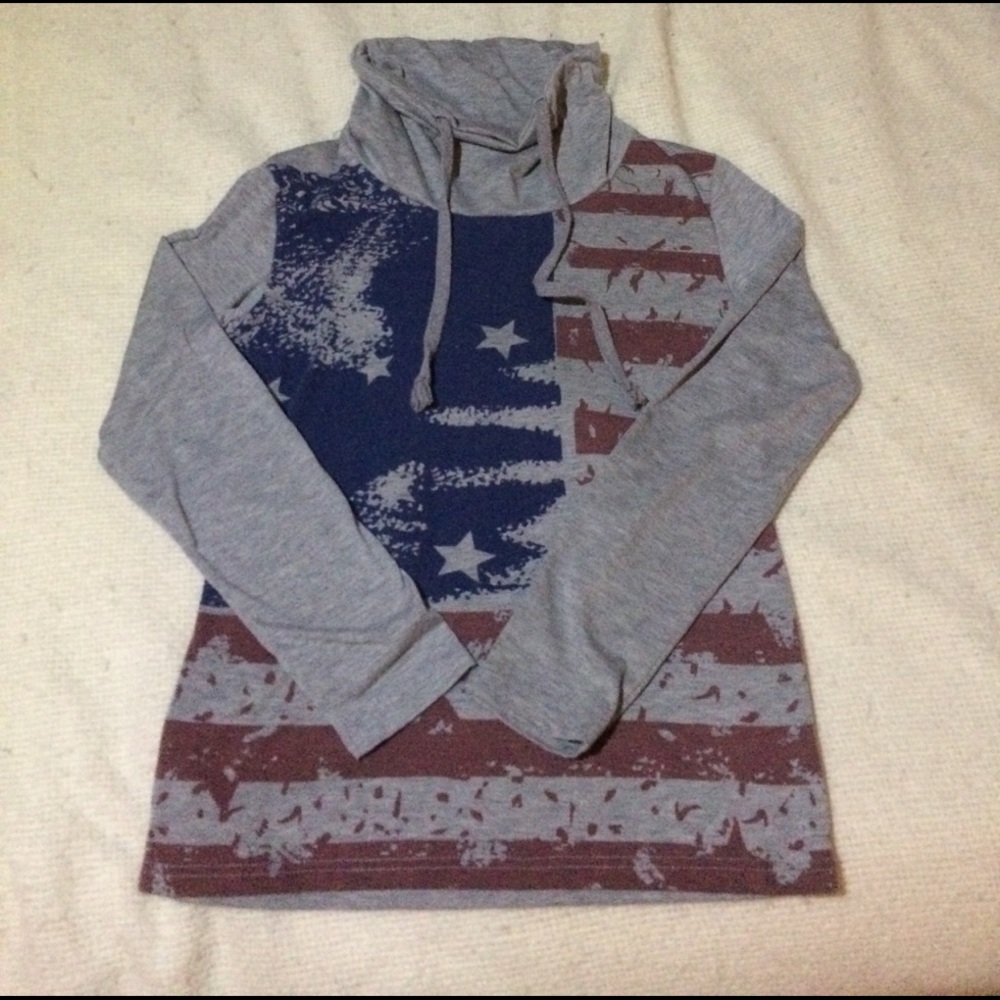 American flag long sleeve turtle neck