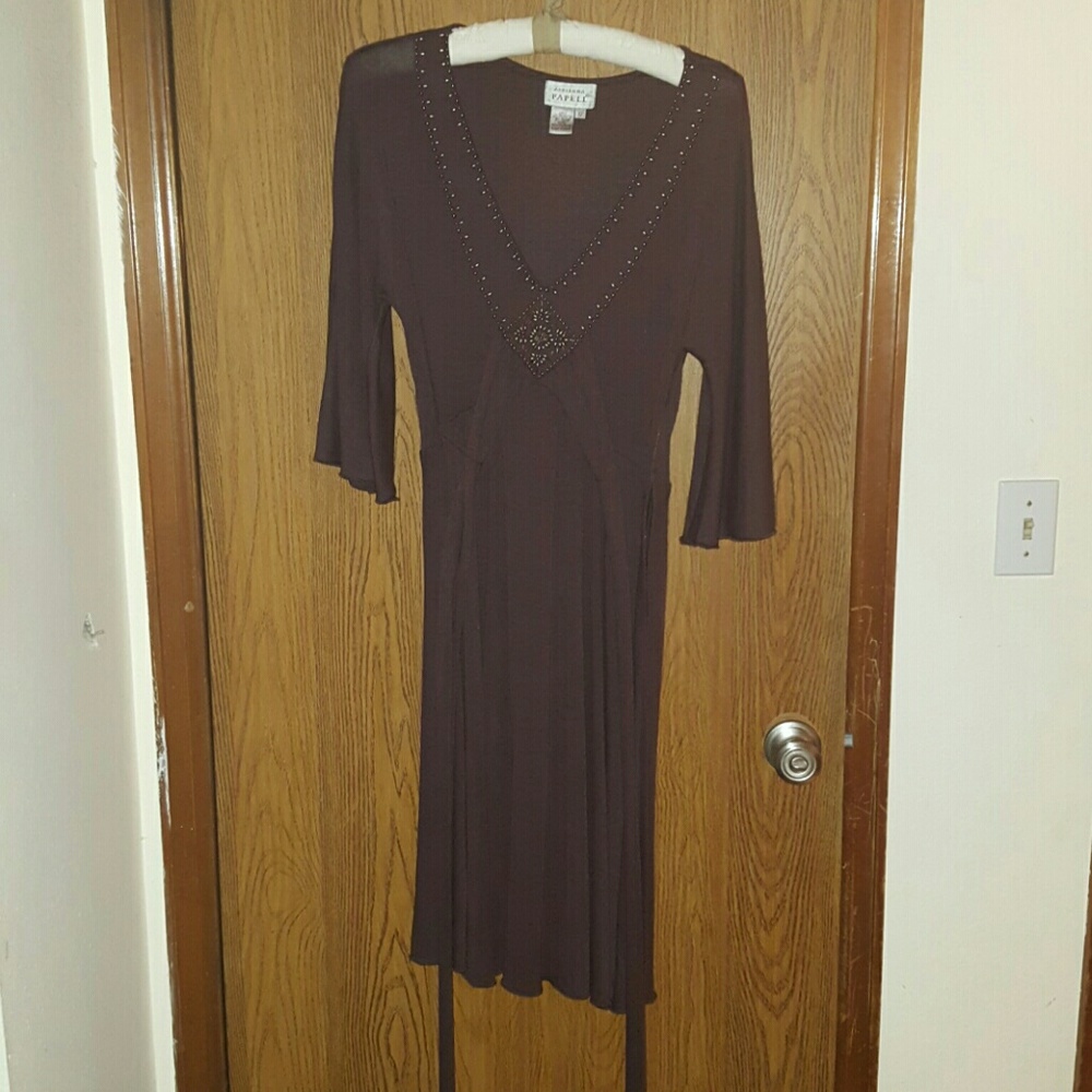 Gorgeous Adrianna Papell Brown Beaded Dress EUC!!