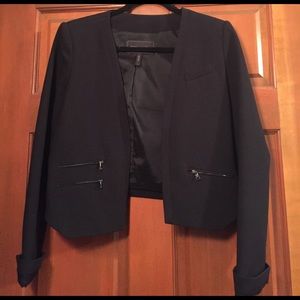 Black BCBG blazer with zipper pockets