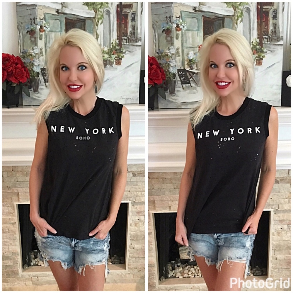 So cute! Black distressed Soho tank! LAST ONE - Picture 1 of 2