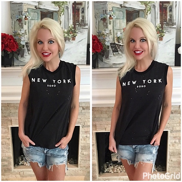 Tops - So cute! Black distressed Soho tank! LAST ONE