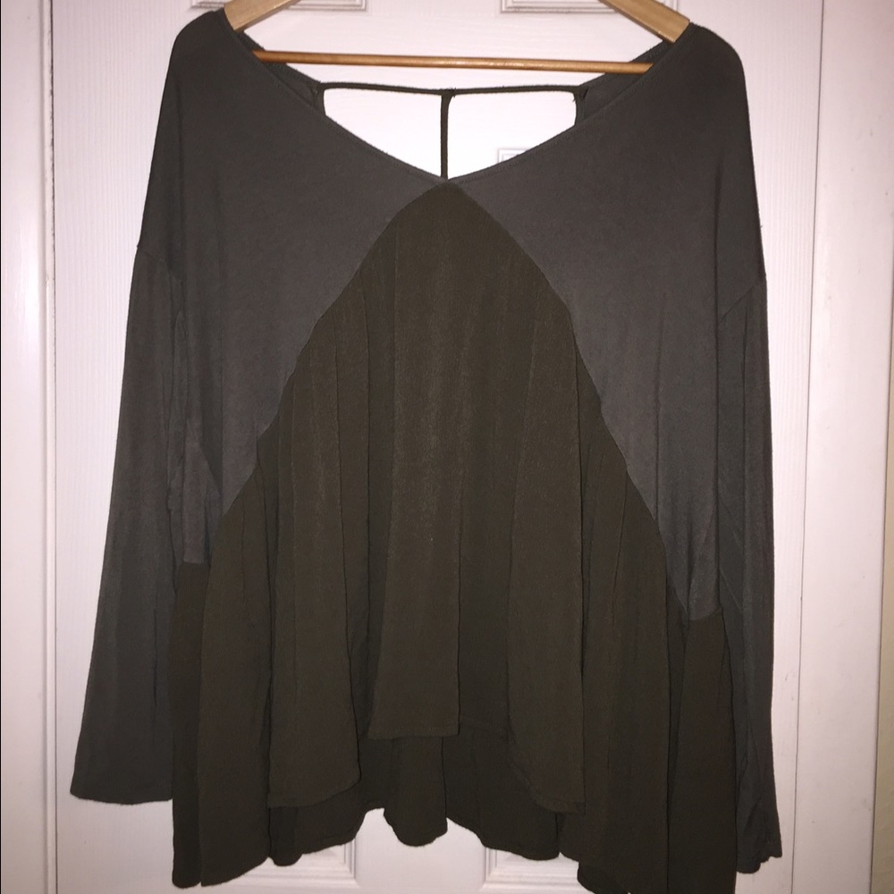 Olive green long sleeve top