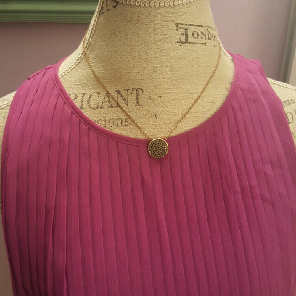 Pleated Tank Top in Plum/Maeve w Black Ribbon Sash - Picture 2 of 4