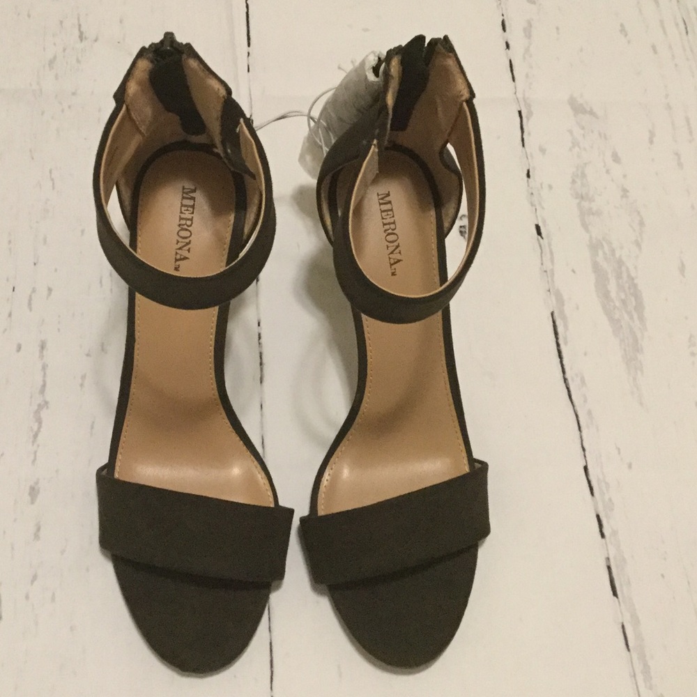 Olive Green Heeled Sandals - Picture 3 of 6