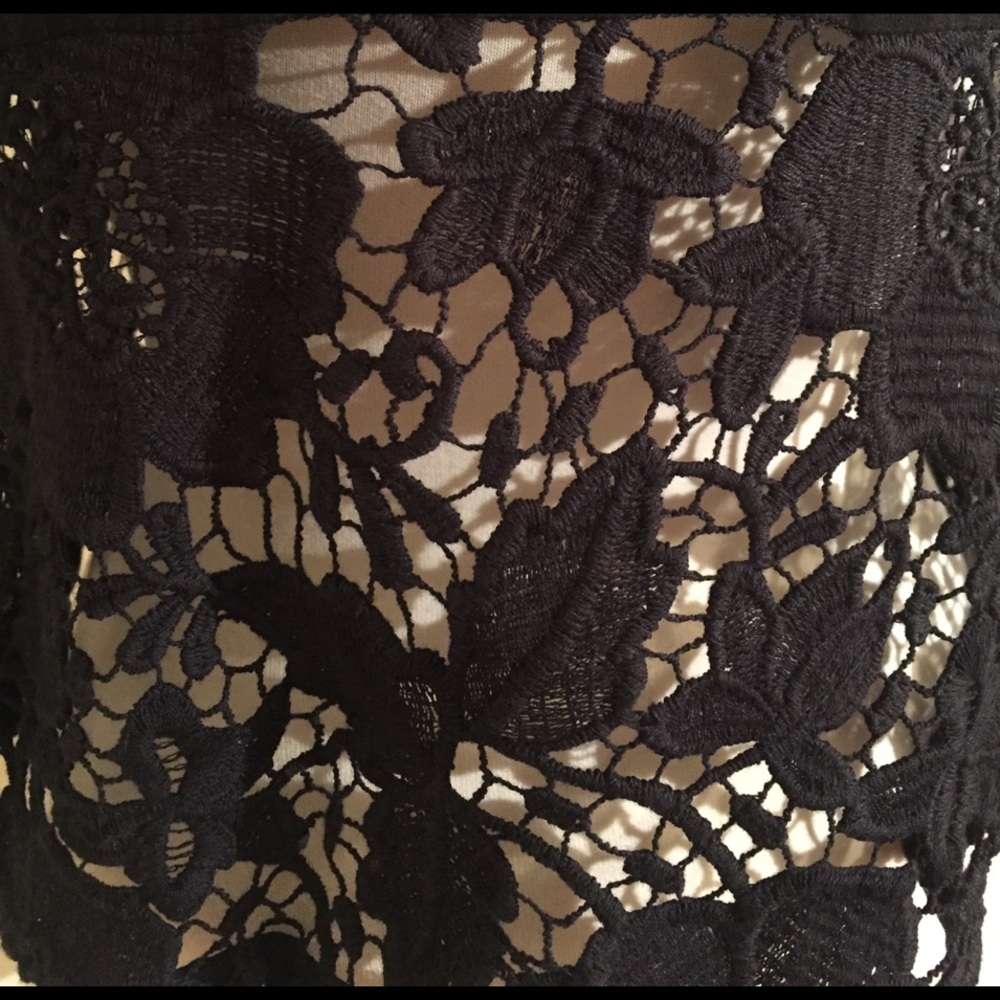 [La Pina by David Helwani] Sheer Floral Lace Top - Picture 3 of 4