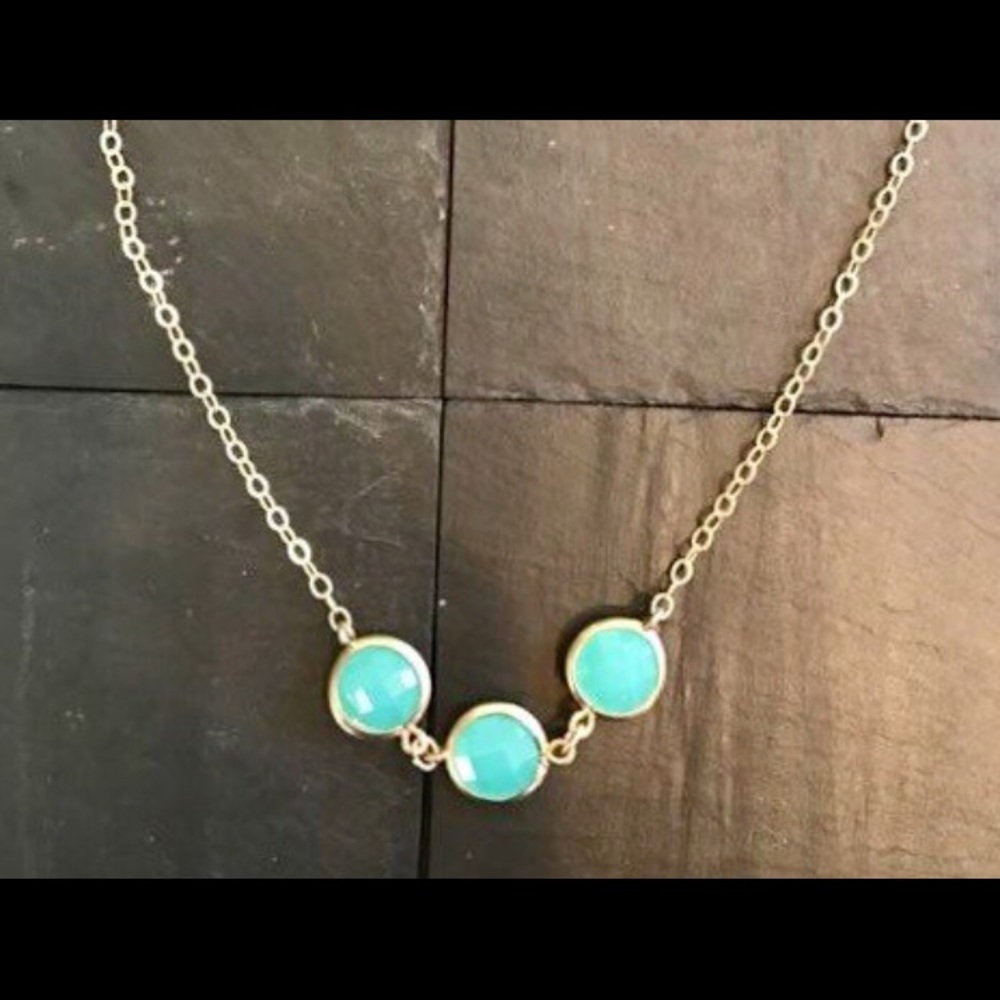 Turquoise charm necklace on gold filled chain