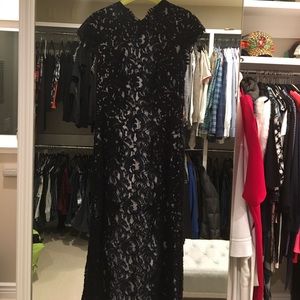 Black & Navy Black Tie Floor Length Dress