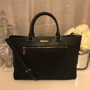 Michael Kors Large Black Leather + Nylon Bag
