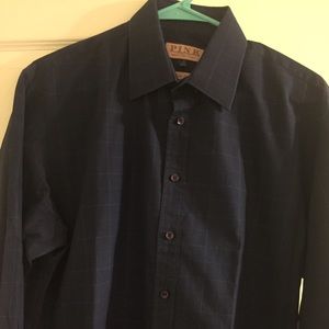 Thomas Pink Navy Windowpane Dress Shirt