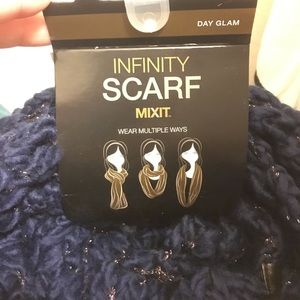 Navy and gold soft infinity scarf