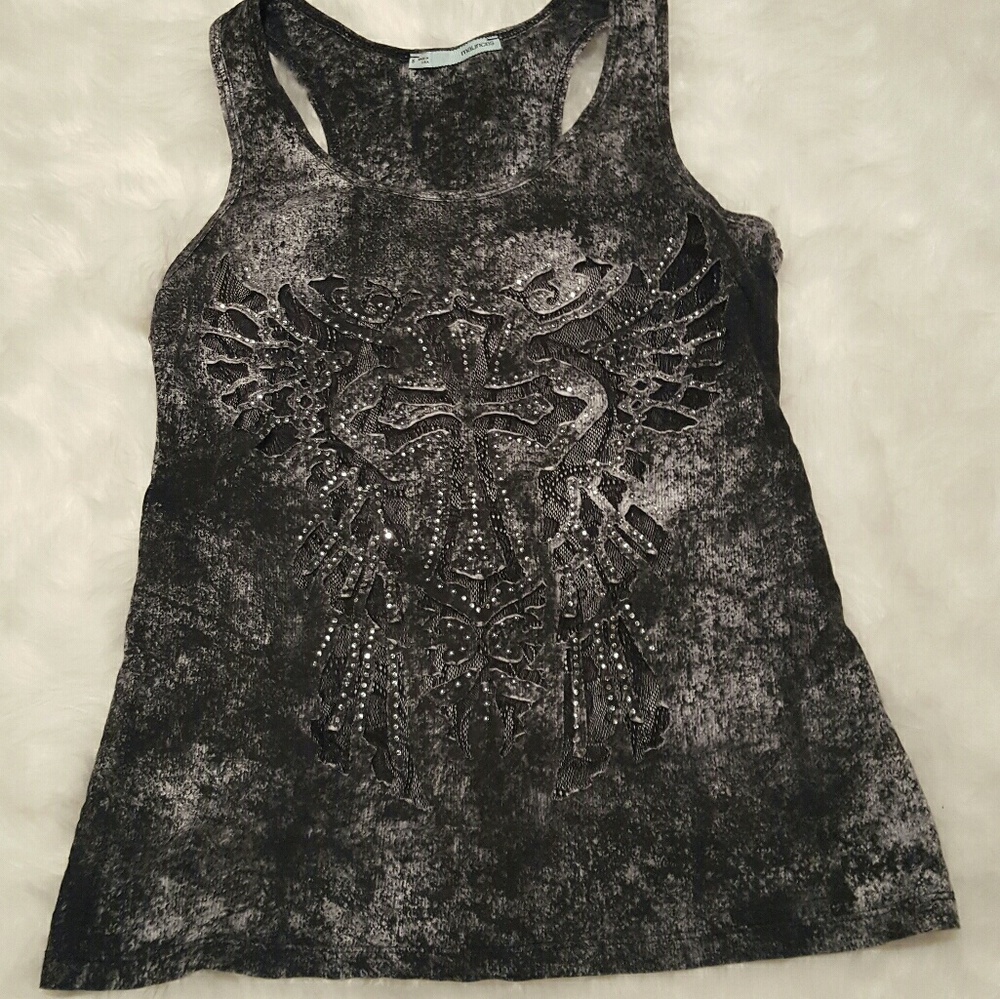 See through studded tank top