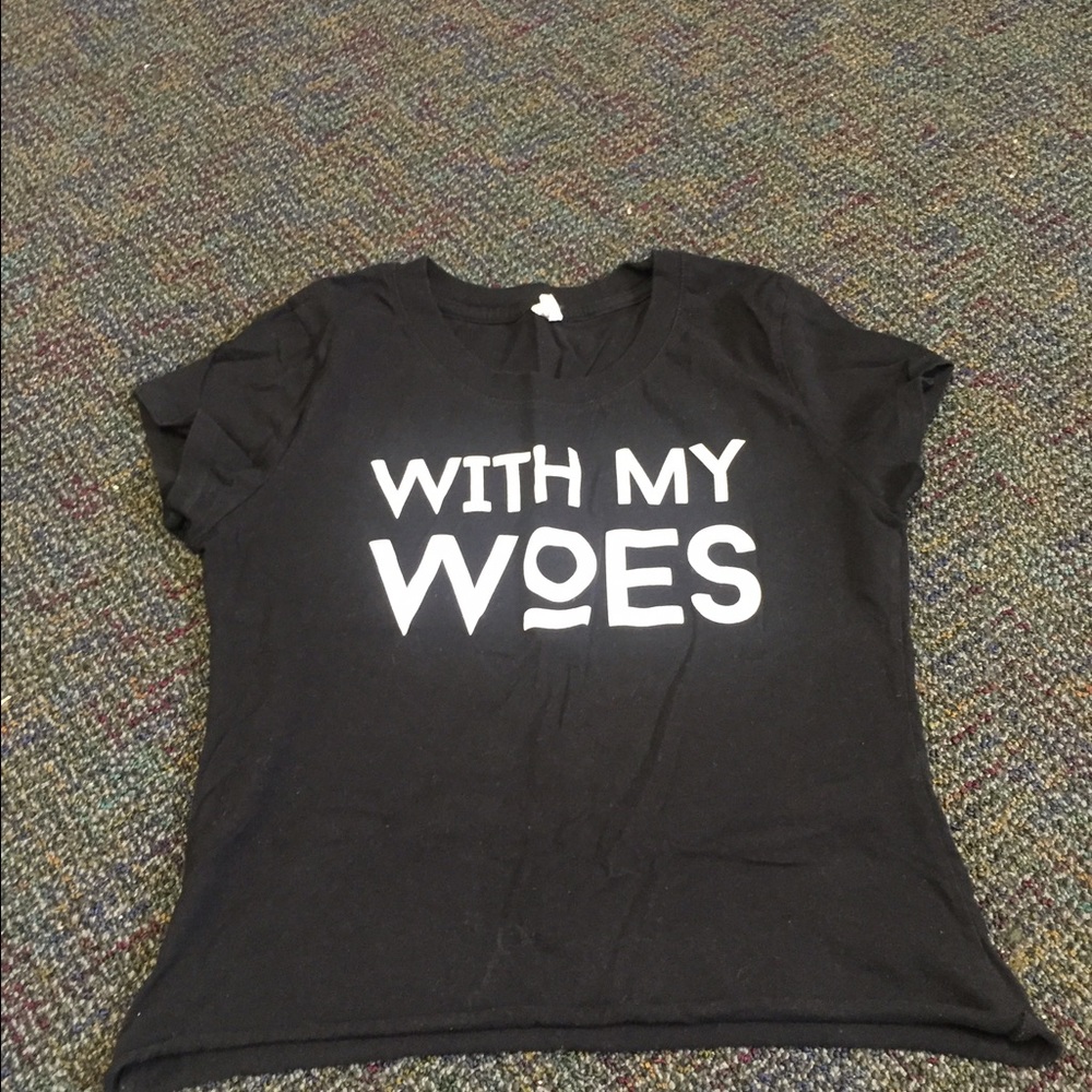 With my woes crop shirt