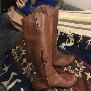 Halogen Keri Brown Leather Knee High Riding Boots