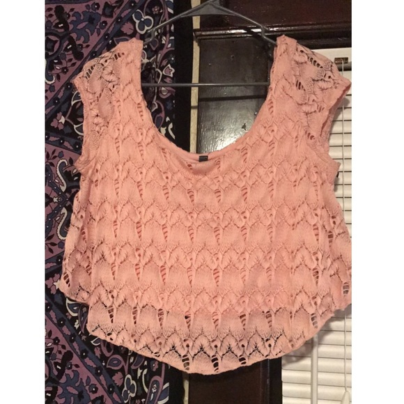 Full Tilt Tops - Full Tilt Pink Lace Crop