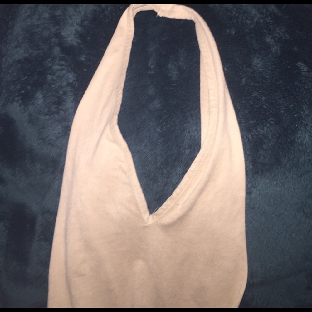 Suede halter body suit w/ open back