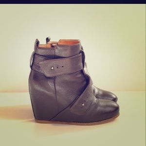 Matiko brown leather wedge ankle boots