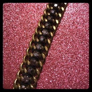 Black rhinestone chain link bracelet