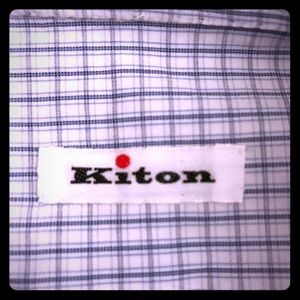 NWT Kiton Shirt 16 white with blue layering