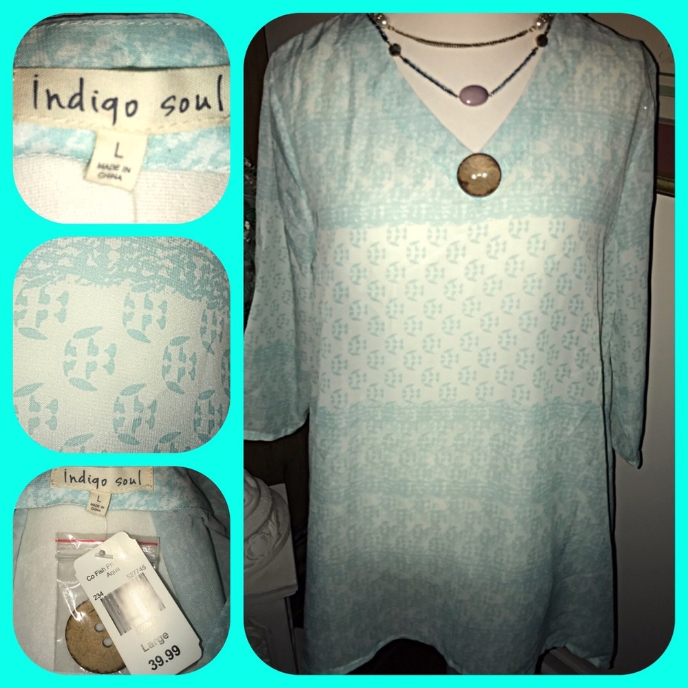 NWT Indigo Soul 🐠 beachy-designed tunic
