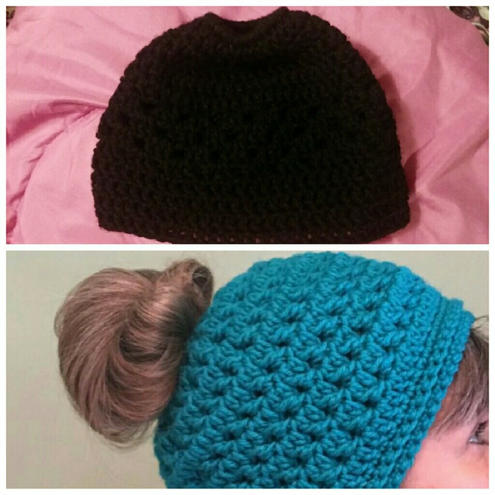 Black Messy Bun Beanie