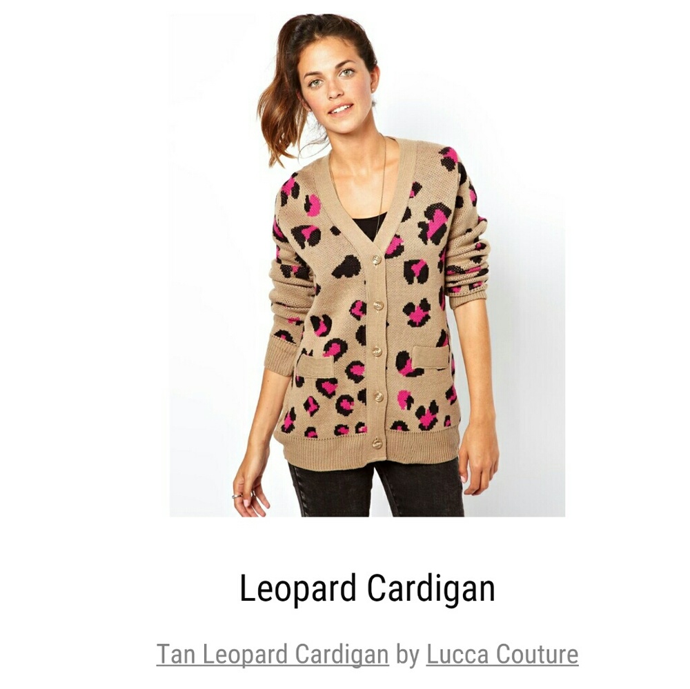 UO Leopard Print Cardigan - Tan/Pink