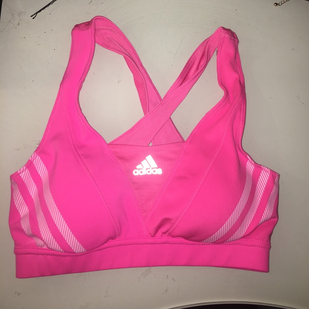 hot pink adidas sports bra
