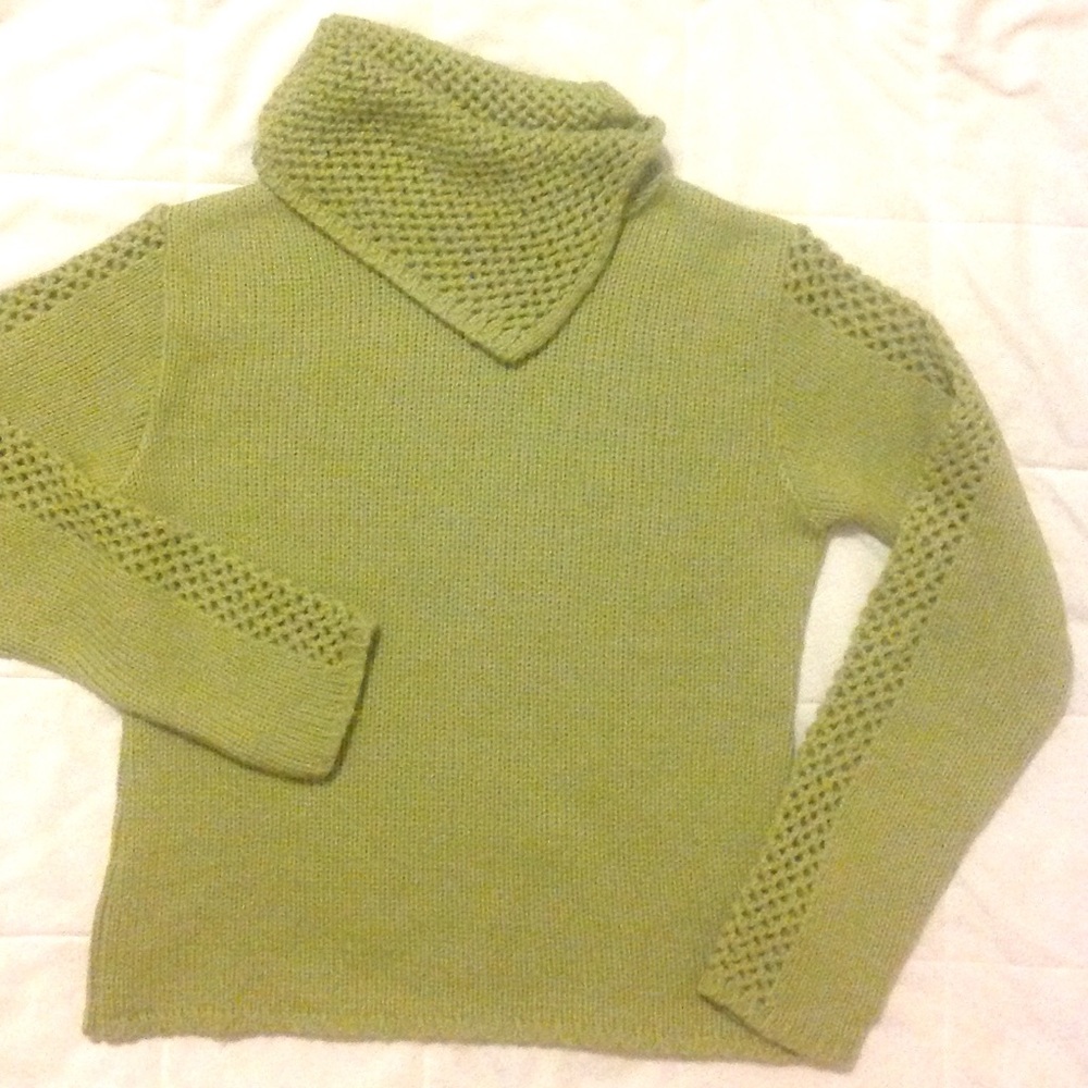 Retro Split Neck Wool Blend Sweater - image 1