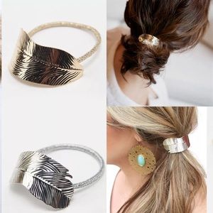2 Piece Gold & Silver Leaf 🍃 Hair Ponytail Band