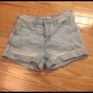 Hollister light wash high waisted jean shorts