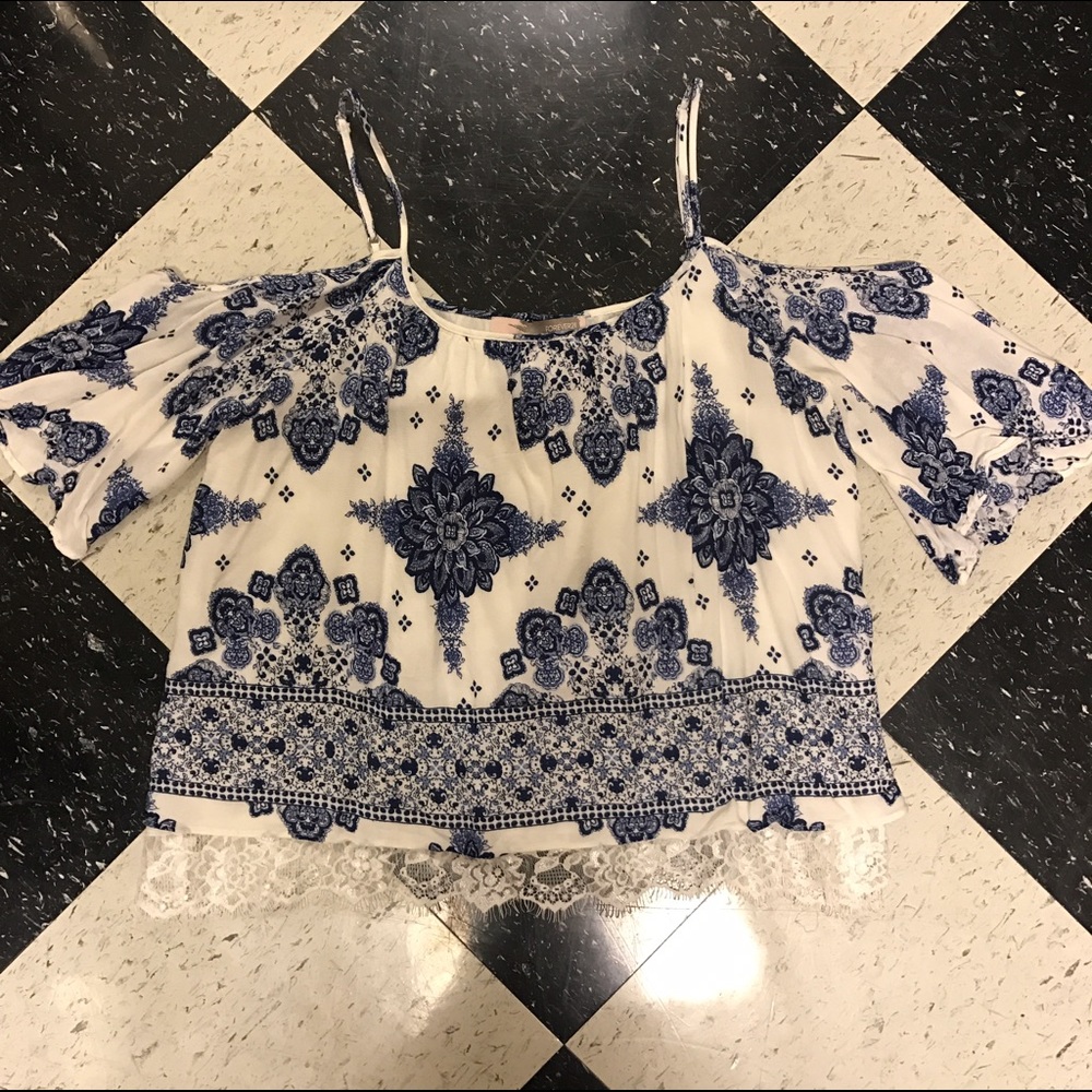 Forever 21 Blue & White Cold Shoulder FINAL PRICE