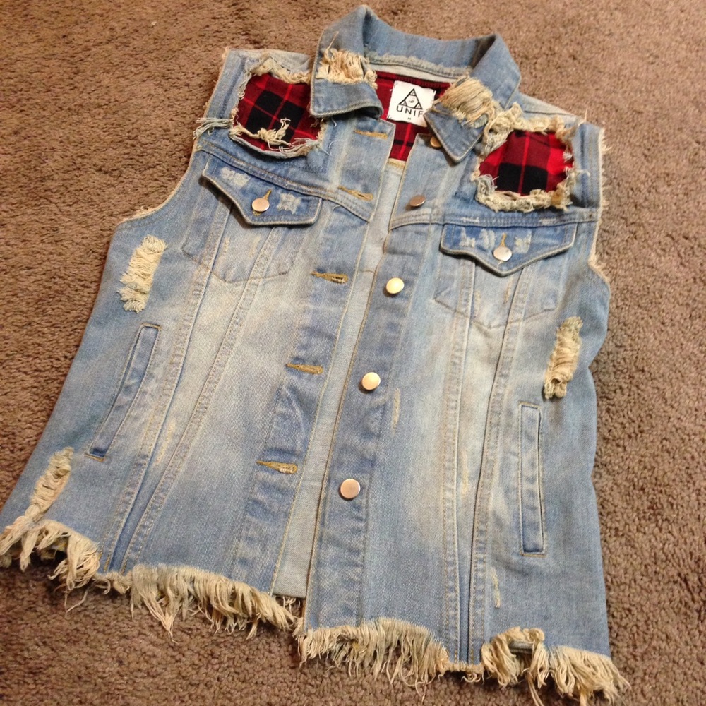 UNIF Distressed Denim Jean Vest
