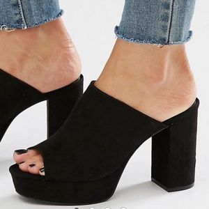 ASOS chunky heel mules