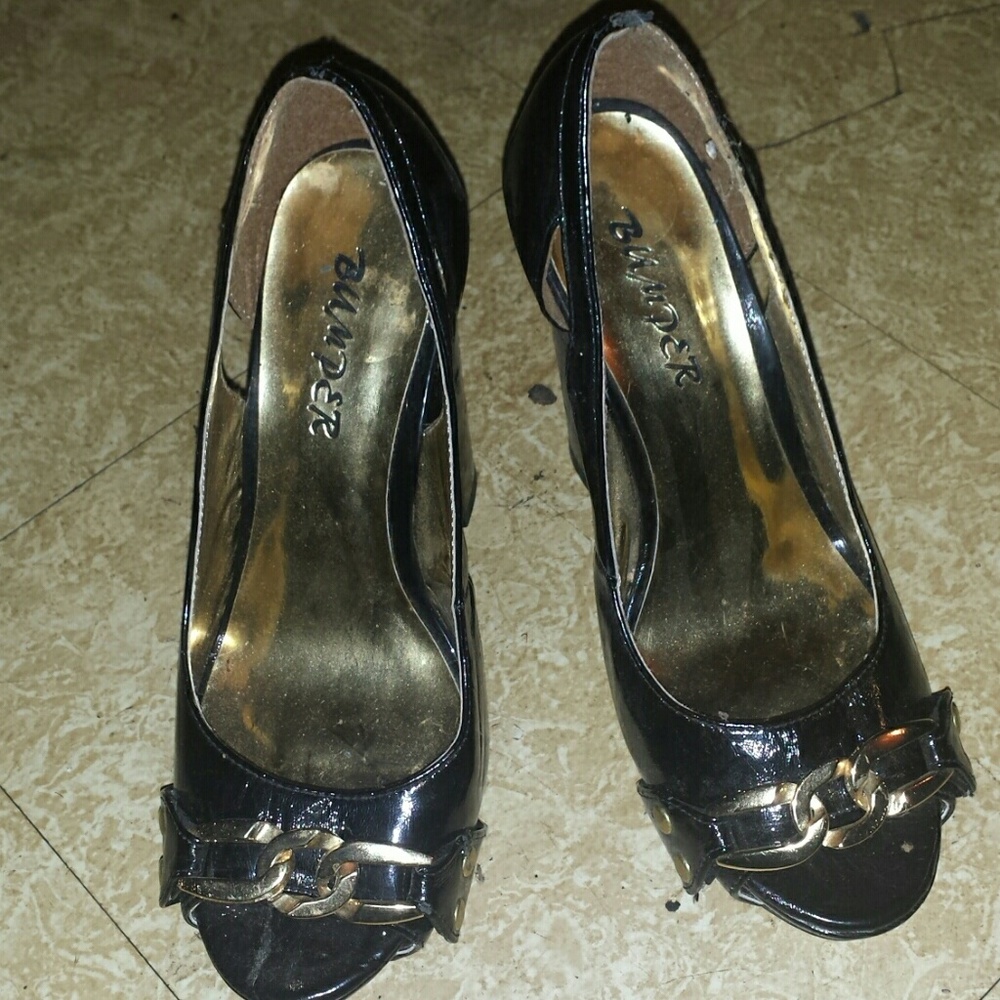Black and gold heels