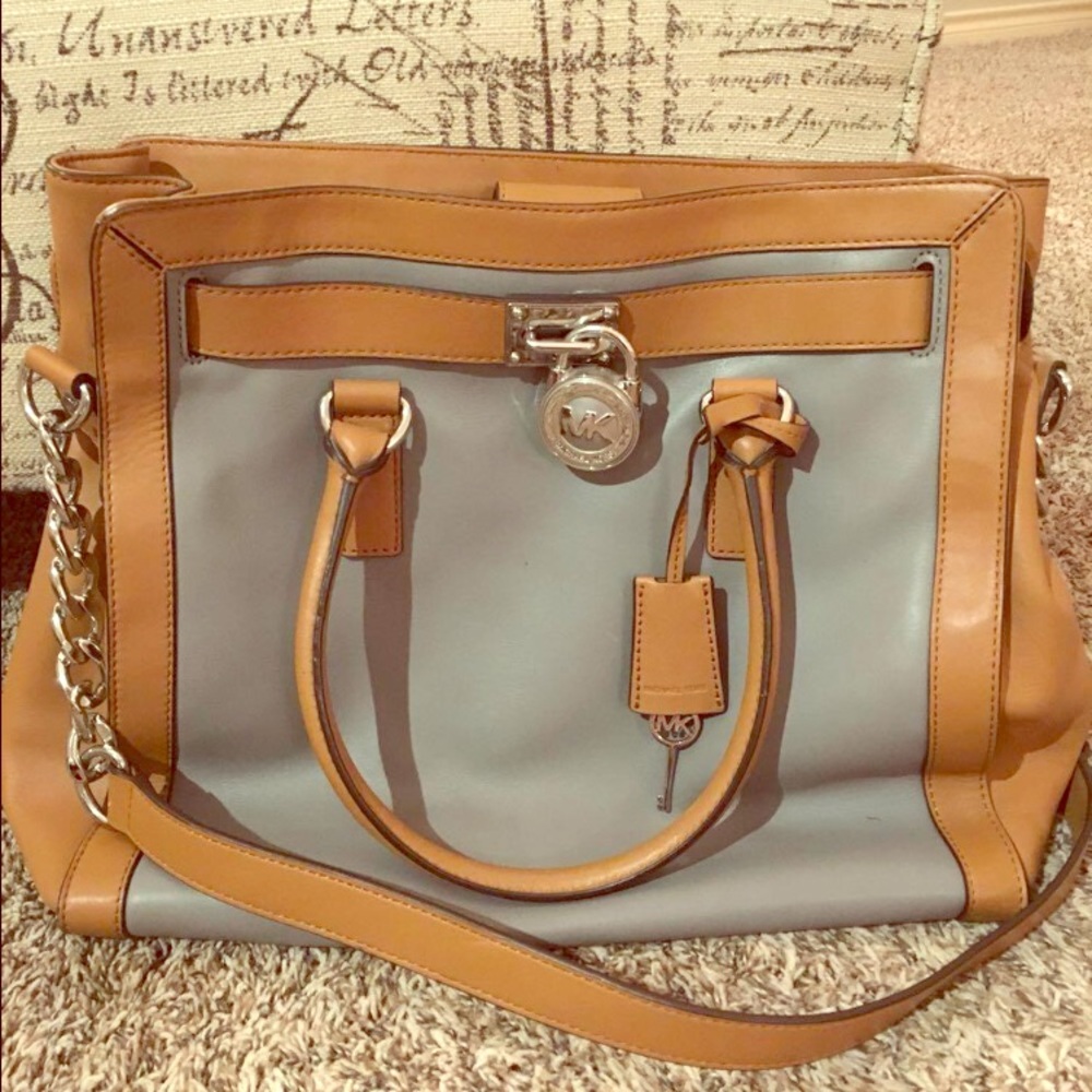 Great purse!! Michael Kors Camel and gray