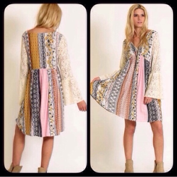 ❣️RESTOCK: S-3XL❣️ Boho Peasant Lace Tunic Dress - Picture 4 of 5