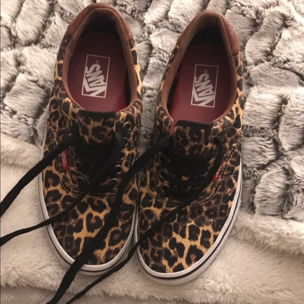 Leopard and Brown Leather Vans