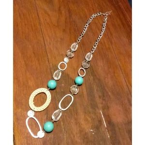 Ann Taylor Turquoise & Silver Beaded Necklace