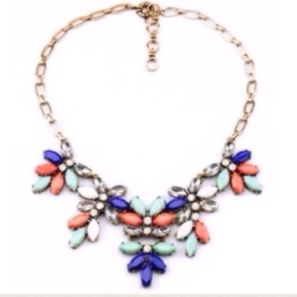 Coral Mint Crystal Statement Necklace - Picture 2 of 3