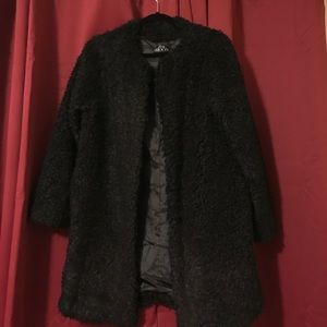 Black faux fur jacket
