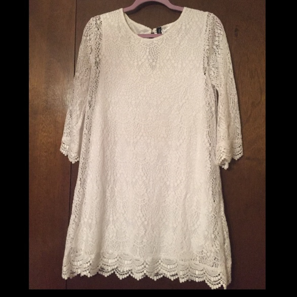 3/4 Sleeve Lacey White Dress