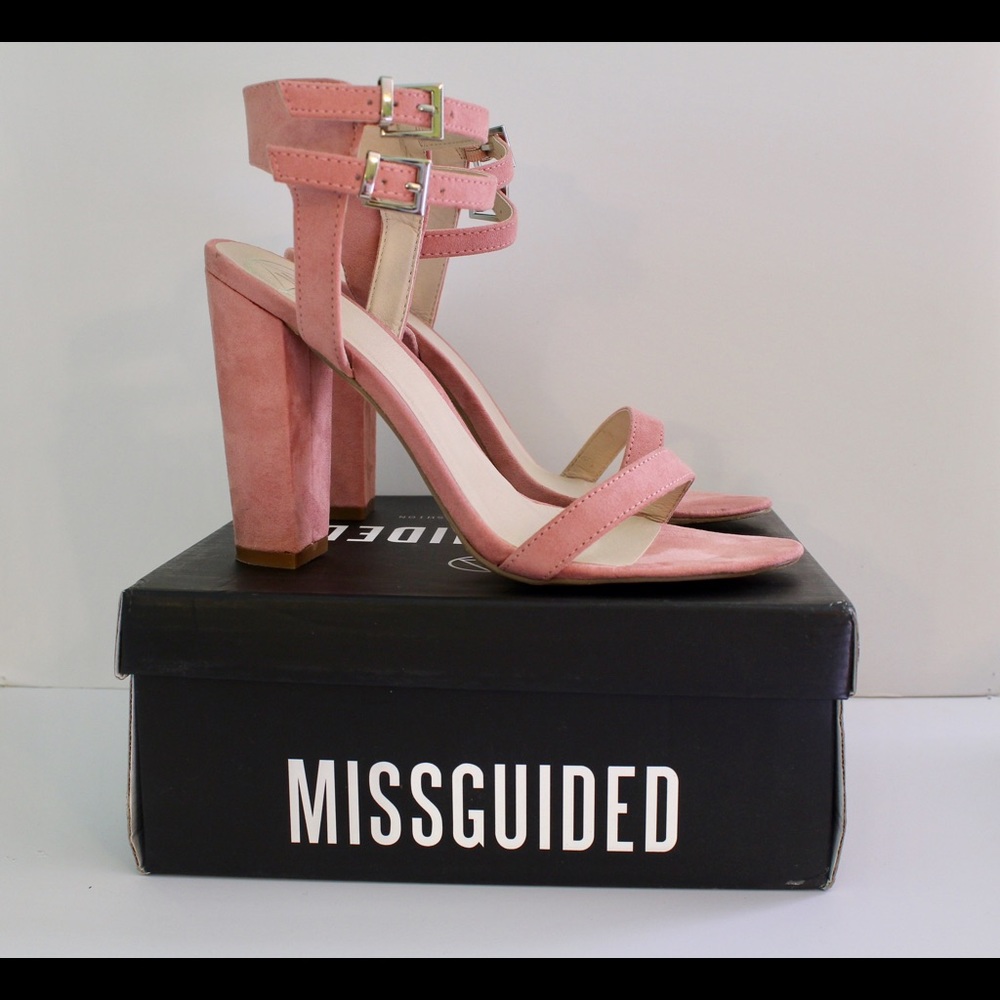 Light pink ; Strappy block heel