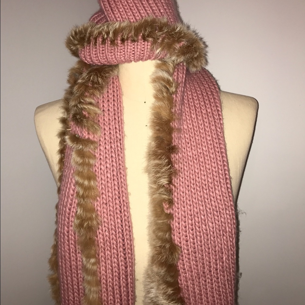GREAT DEAL!Real Rabbit Fur and Wool Hat and Scarf!
