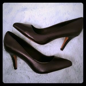 Aldo Black Leather Pumps with Stud Detail