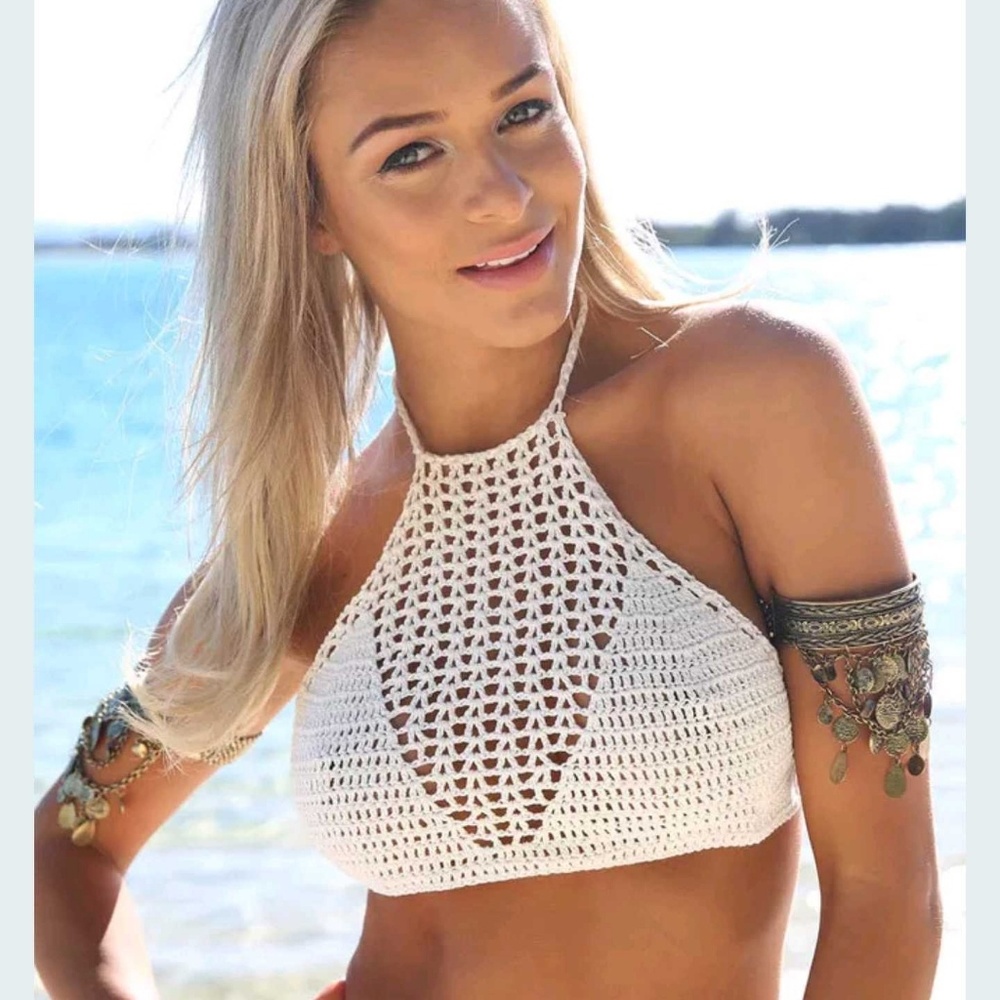 🆕nwt 5 star rating🌟white crochet halter - Picture 2 of 4