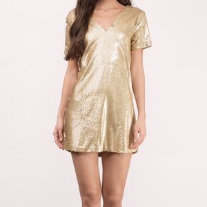 Tobi Gold Sequin Shift Dress
