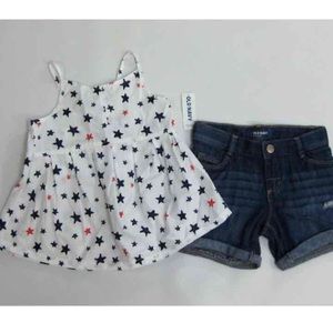 Old Navy red white blue star poplin top