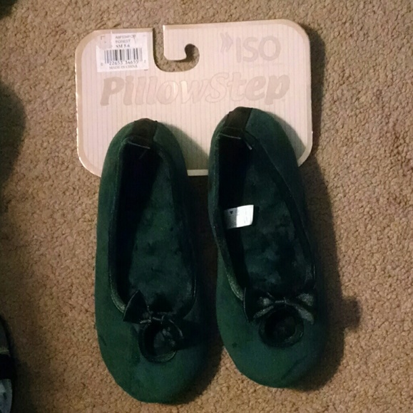 Vintage Isotoner pillow step forest green house slippers shoes - Picture 3 of 4